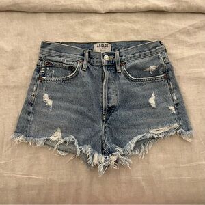 Agolde Parker - Swapmeet Women's Frayed Hem Jean Shorts - Blue